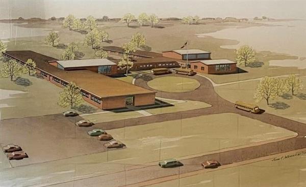 Artist rendering of an aerial view of the Webster building